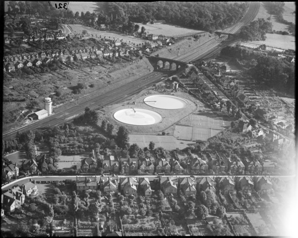 The L.M.S.R Water Reservoirs, Oxhey, Hertfordshire, c1930s. Creator: Arthur William Hobart.