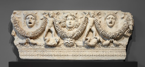 Front Panel of a Garland Sarcophagus, about A.D. 140-170. Creator: Unknown.