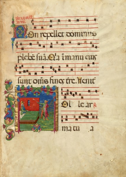 Leaf from an antiphonal, about 1455-1461. Creator: Franco dei Russi.