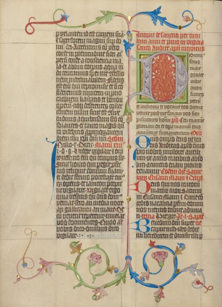 Decorated Initial D; Collegium Ducale, about 1420-1430. Creator: Master Michael.
