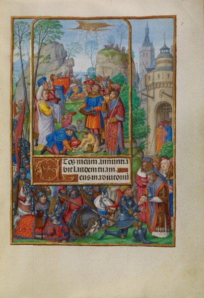 The Israelites Collecting Manna from Heaven; Spinola Hours, about 1510-1520. Creator: Master of James IV of Scotland.