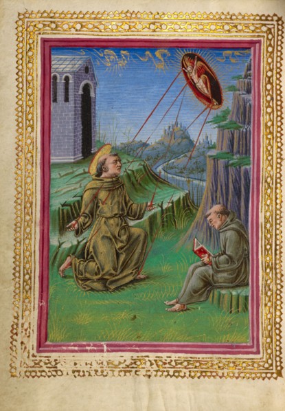 The Stigmatization of Saint Francis; Gualenghi-d'Este Hours, about 1469. Creator: Taddeo Crivelli.