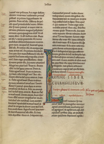 Initial L: Saint Luke as the Ox; New Testament (with Canons of Priscillian), about 1170. Creator: Unknown.