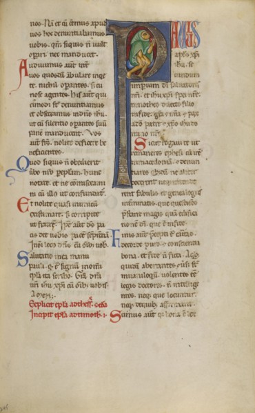 Inhabited Initial P; New Testament, late 12th century. Creator: Unknown.