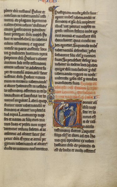 Initial V: God Speaking to Moses from a Tower; Marquette Bible, about 1270. Creator: Unknown.
