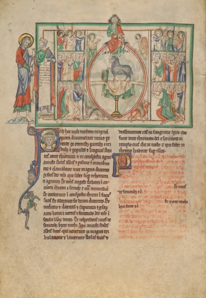 The Adoration of the Lord and of the Lamb by the Chosen; Dyson Perrins Apocalypse, about 1255-1260. Creator: Unknown.