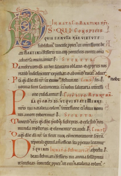 Inhabited Initial D; Sacramentary, third quarter of 12th century. Creator: Unknown.