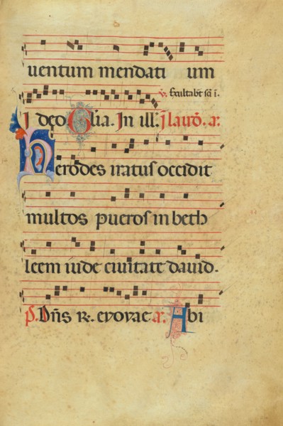 Decorated Initial H; Antiphonal, late 13th century. Creator: Unknown.