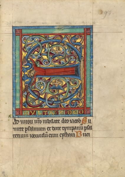 Initial E: A Female Figure; Psalter, about 1240-1250. Creator: Unknown.