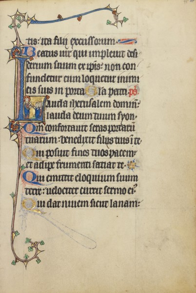 Initial L: Christ Speaking to Four Men; Ruskin Hours, about 1300. Creator: Unknown.