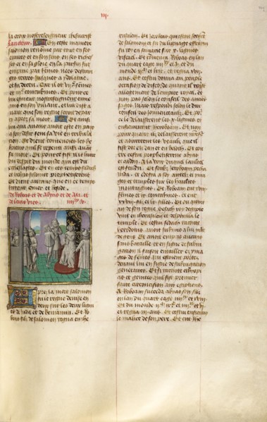 A Petitioner before King Jeroboam; Miroir Historial, about 1475. Creator: Unknown.