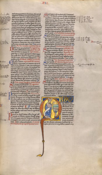 Initial Q: A Bishop Taking an Oath; Decretum, about 1170-1180. Creator: Unknown.
