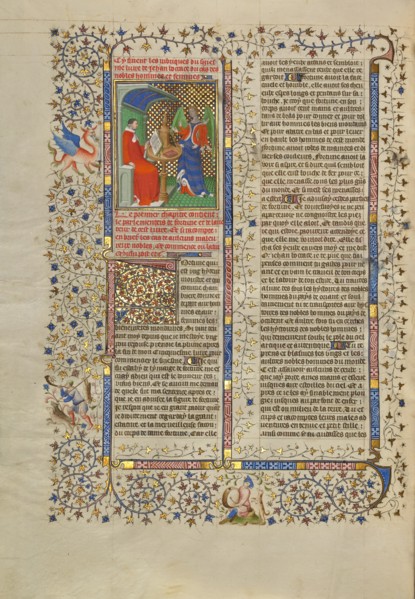 Boccaccio and Fortune; Des cas des nobles hommes et femmes, about 1413-1415. Creators: Boucicaut Master, Workshop of the Boucicaut Master.