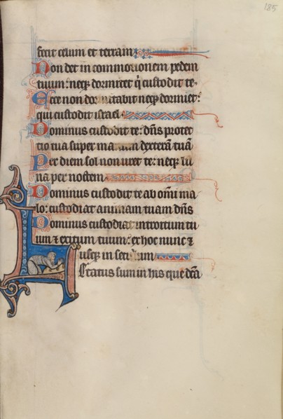 Initial L: A Man Prostrating Himself in Prayer; Bute Psalter, text and illumination about 1285. Creator: Bute Master.