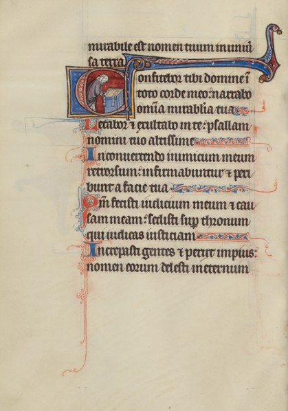 Initial C: A Priest Before an Altar; Bute Psalter, text and illumination about 1285. Creator: Bute Master.