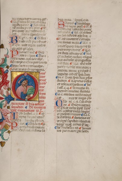 Initial Q: Bust Portrait of a Man Holding his Hand to his Cheek, early 15th century. Creator: Cristoforo Cortese.