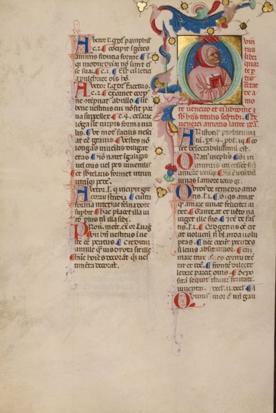 Initial Q: Bust Portrait of a Man; Compendium moralium notabilium, early 15th century. Creator: Cristoforo Cortese.
