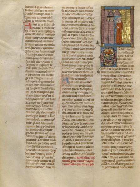 A Demoiselle Speaking to Tristan, Palamedes, and Dynadan in Prison, about 1320-1340. Creator: Jeanne de Montbaston.