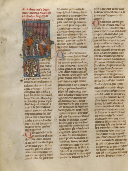 Tristan Unhorsing Sagremor, about 1320-1340. Creator: Jeanne de Montbaston.