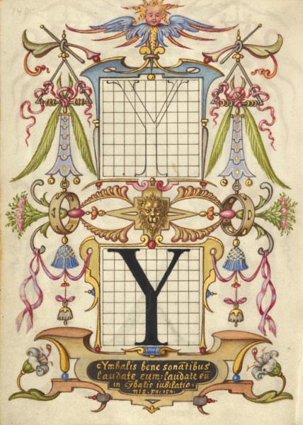 Guide for Constructing the Letter Y; Mira calligraphiae monumenta, about 1591-1596. Creator: Joris Hoefnagel.