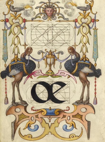 Guide for Constructing the Ligature oe; Mira calligraphiae monumenta, about 1591-1596. Creator: Joris Hoefnagel.