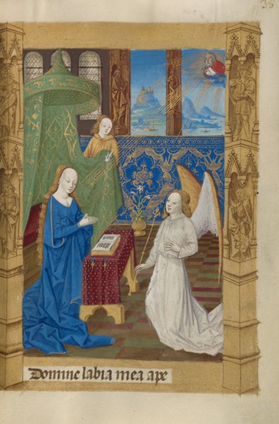 The Annunciation; Book of Hours, 1478. Creator: Master of Guillaume Lambert.