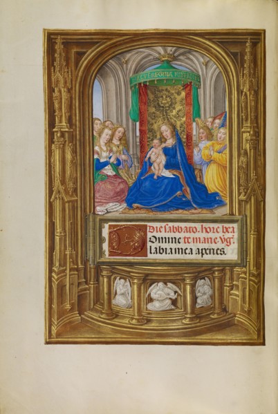 The Virgin and Child Enthroned; Spinola Hours, about 1510-1520. Creator: Master of James IV of Scotland.
