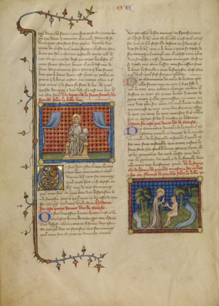 Day of Rest: Lord Enthroned: God and Adam in the Garden, about 1360-1370. Creator: Master of Jean de Mandeville.