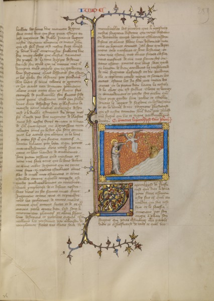 An Angel Showing the Dragon with Seven Heads and Ten Horns to Saint John, about 1360-1370. Creator: Master of Jean de Mandeville.