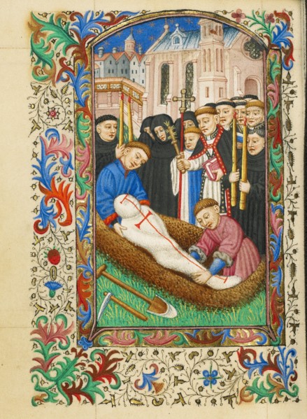 Burial in a Churchyard; Book of Hours, about 1430-1440. Creator: Fastolf Master.