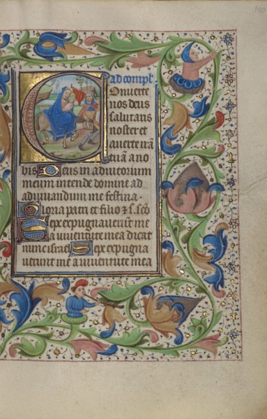 Initial C: The Flight into Egypt; Book of Hours, about 1450-1455. Creator: Master of the Lee Hours.