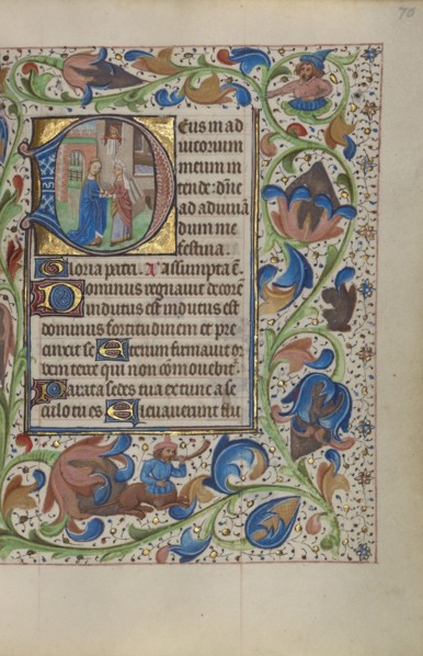 Initial D: The Visitation; Book of Hours, about 1450-1455. Creator: Master of the Lee Hours.