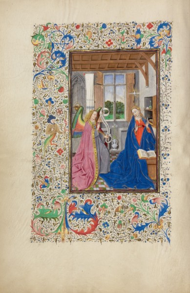 The Annunciation; Llangattock Hours, 1450s. Creator: Master of the Llangattock Hours.