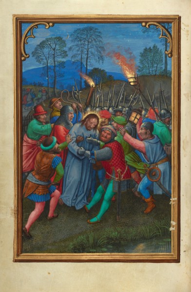The Flight of the Apostles; Prayer Book of Cardinal Albrecht of Brandenburg, about 1525-1530. Creator: Simon Bening.