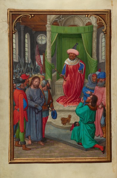 Christ before Herod; Prayer Book of Cardinal Albrecht of Brandenburg, about 1525-1530. Creator: Simon Bening.