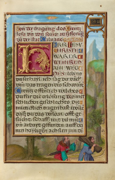 Border with Abraham and Isaac; Prayer Book of Cardinal Albrecht of Brandenburg, about 1525-1530. Creator: Simon Bening.