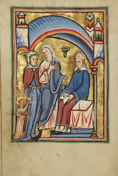 The Presentation of the Virgin in the Temple, about 1190-1200; text added about 1480-1490. Creator: Unknown.