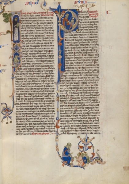 Initial I: Dominican friar with a book: Initial P: Solomon 'Instructing' Pupil..., about 1250-62. Creator: Unknown.