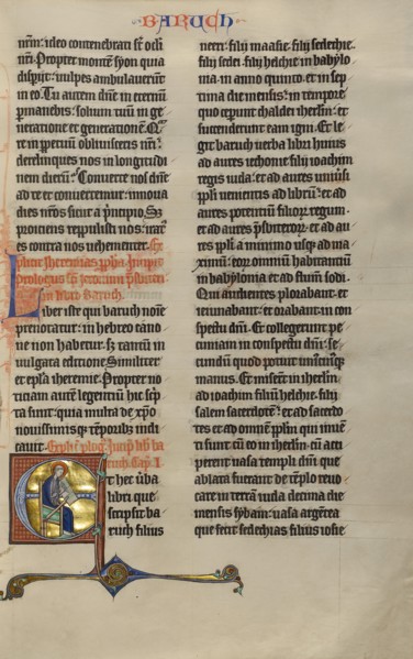 Initial E: Baruch; Marquette Bible, about 1270. Creator: Unknown.