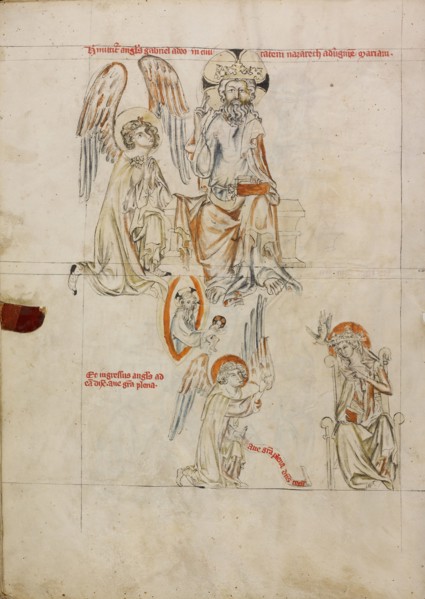 The Lord Sending out Gabriel: The Annunciation; Vita beatae Hedwigis, 1353. Creator: Unknown.