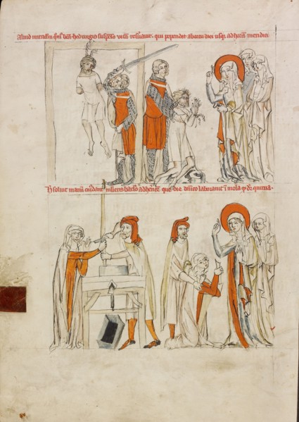 Saint Hedwig Rescuing a Man from Hanging: Saint Hedwig Freeing the Hands of a Woman..., 1353. Creator: Unknown.