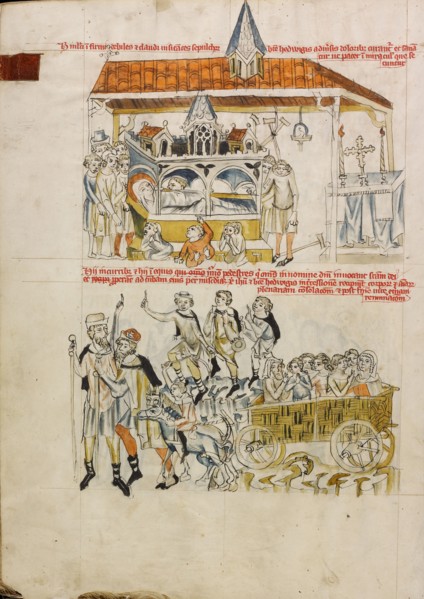The Sick, the Leprous, and the Lame Praying at Saint Hedwig's Tomb, 1353. Creator: Unknown.