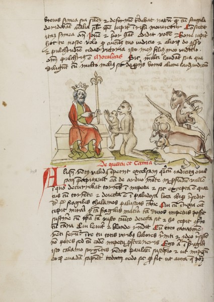 A Monkey Kneeling before Jupiter; Fables, third quarter of 15th century. Creator: Unknown.
