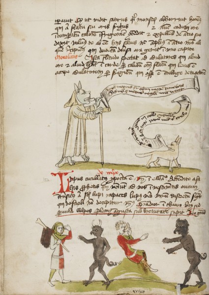 A Wolf in a Monk's Habit with a Fox and a Wolf: A Man Meeting a Devil, third quarter of 15th cent. Creator: Unknown.