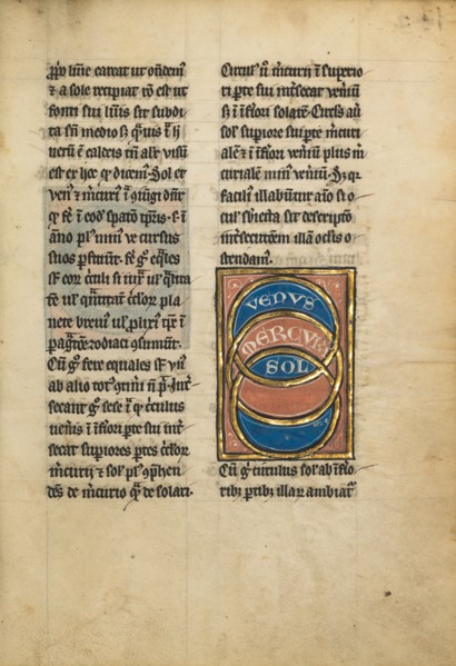 The Orbits of Venus, Mercury, and the Sun; De Natura Avium; De Pastoribus et Ovibus, 1277 or after. Creator: Unknown.