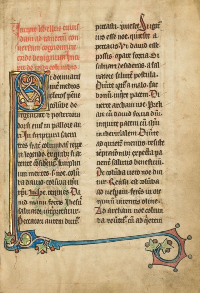 Decorated Initial S; De Natura Avium; De Pastoribus et Ovibus; Bestiarium, 1277 or after. Creator: Unknown.