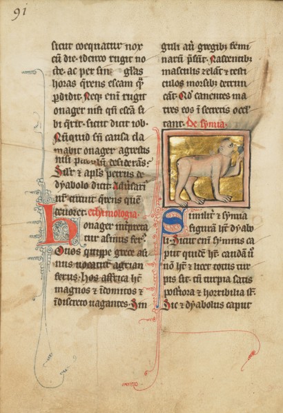 A Monkey; De Natura Avium; De Pastoribus et Ovibus, 1277 or after. Creator: Unknown.