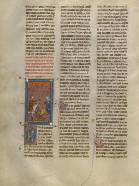 The Knight à la cote mal taillée Riding after the Demoiselle Mesdisant, about 1320-1340. Creator: Unknown.