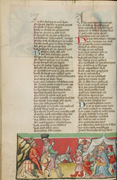 Balaam Blessing the People of Israel; Weltchronik, about 1400-1410. Creator: Unknown.