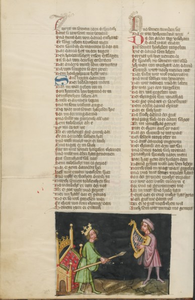 Saul Trying to Kill David; Weltchronik, about 1400-1410. Creator: Unknown.